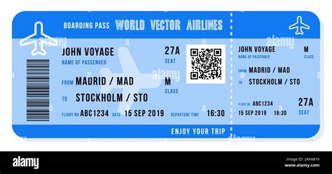 Boarding Pass Vector Illustration Airline Ticket Design With Qr Code