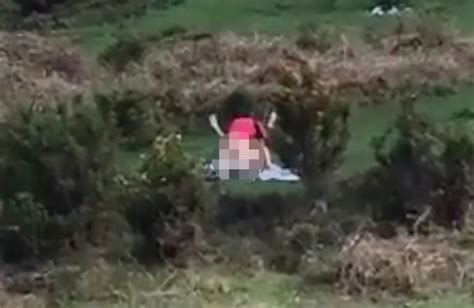 frisky couple having sex in new forest caught on camera by