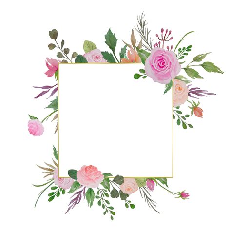watercolor floral frame illustration  flowers border  roses
