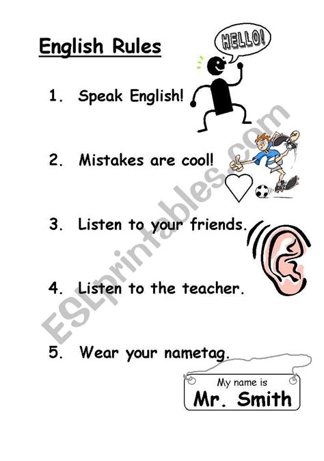 english worksheets classroom rules
