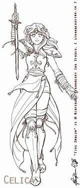 Warrior Coloring Female Anime Pages Warriors Girls Designlooter Drawings Lineart 96kb 750px sketch template