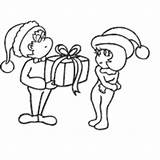 Elf Christmas Present Boy Girl Surfnetkids Coloring sketch template