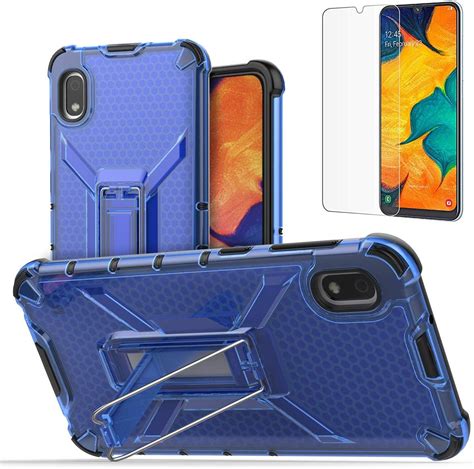 samsung galaxy  case  screen protector shockproof phone cover  kickstand blue