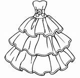 Coloring Dress Pages Gown Wedding Ball Drawing Template Barbie Princess Dresses Sketch Print Girls Colouring Color Ages Printable Easy Kids sketch template