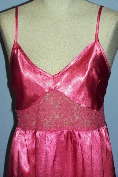 free long bright pink satin and lace nightgown sexy size xl women s