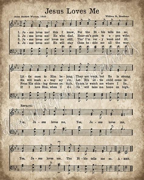 jesus loves  printable vintage hymn sheet  print instant