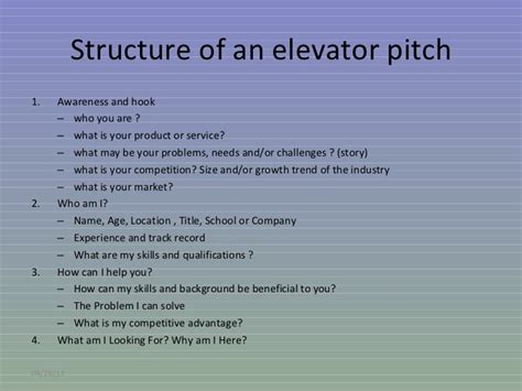 write  elevator speech   job interview