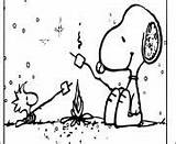 Coloring Pages Camping Kids Snoopy Fire sketch template