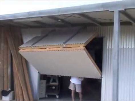 hangar style bifold door   shed  youtube
