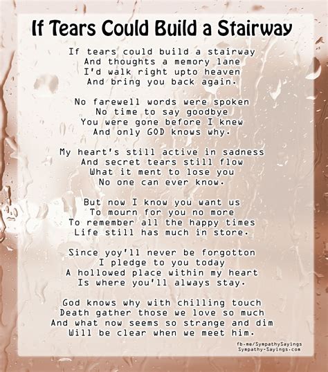 tears  build  stairway funeral poem sympathy quotes