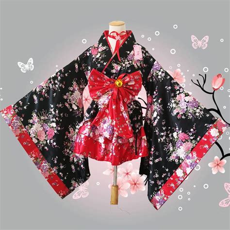 7pcs 1 set heavy cherry blossoms kimono dresses cosplay anime maid