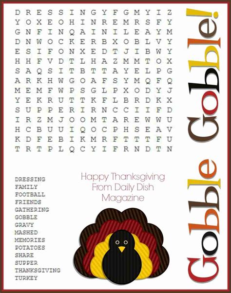 thanksgiving puzzles word search  maze printable daily dish