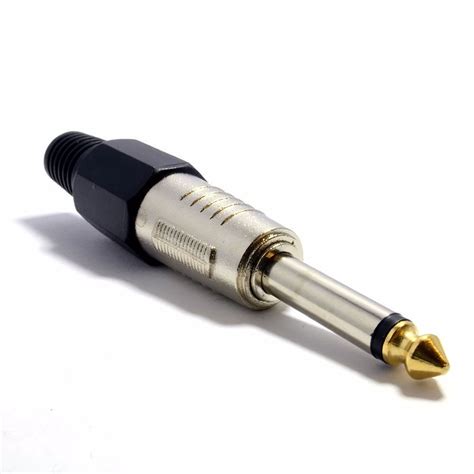 pcs gold plated mm   pro metal mono plug audio microphone adapter connector