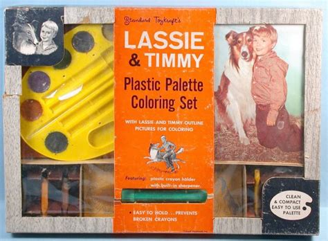 Lassie And Timmy Plastic Palette Coloring Set With Original Box Collie Tv