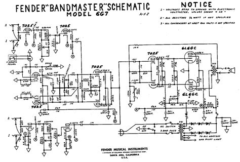 fender brown bandmaster tube amp schematic model  diy amplifier fender electronics