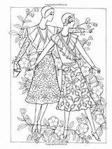 Coloring Pages Book Fashions Adult Haven Fashion Deco 1950s Fabulous Sheets Creative Template Printable sketch template