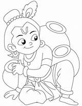 Krishna Pages Coloring Little Kids Lord Colouring Baby Shri Radha Drawing Outline Drawings Sketch Simple Draw Cartoon Milk Print Color sketch template