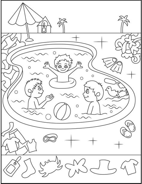 boys  swimming pool coloring page  printable coloring pages