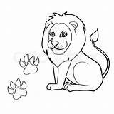 Lion Coloring Pages Paw Vector Drawing Print Getdrawings Stock Pawprint sketch template