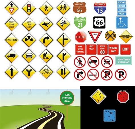 traffic signs vectors graphic art designs  editable ai eps svg