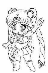 Coloring Pages Chibi Kids Printable Anime Girl Print Cute Moon Sailor Lineart sketch template