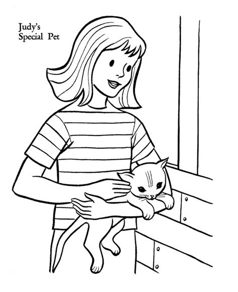 coloring pages  girls cute cat canvas depot