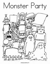 Coloring Monster Party Pages Birthday Print Monsters Friendly Noodle Color Search Printable Happy Today Twistynoodle Group Favorites Login Add Line sketch template