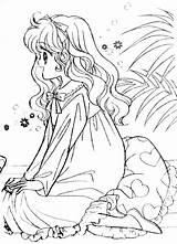 Coloring Pages Books Vintage Anime Book Girl Colouring Visit Manga sketch template