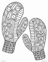 Coloring Pages Mittens Winter Printable Color Adults sketch template