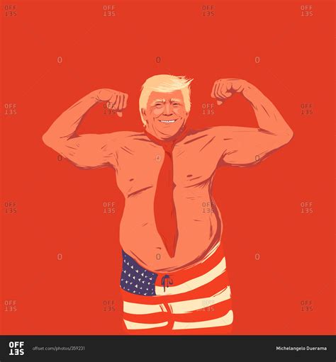 donald trump shows muscles stock photo offset