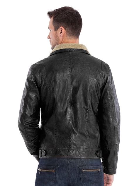 puff faux leather sherpa jacket guesscom