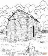 Cabin Log Lincoln Coloring Pages Abraham Printable Woods Color Adult Clipart House Kids Abe Supercoloring Washington Sheets Template George sketch template