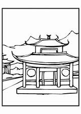 Tempel Chinesischer Ausmalbild Gebaeude sketch template