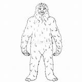 Yeti Colorare Abominable Oggetto Isolato Abominevole Nevi Uomo Himalaya Struttura Alpi Cuciture sketch template