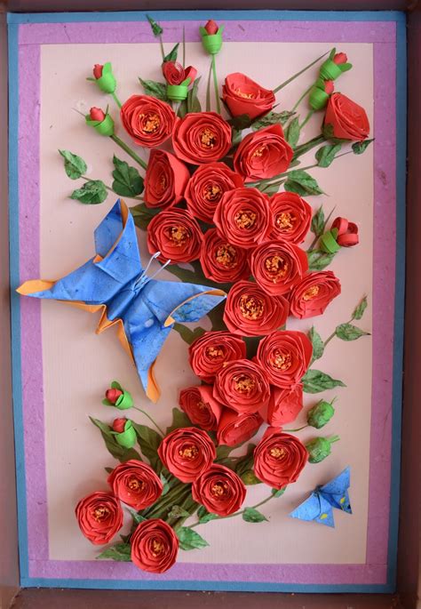 paper quilling rose wall art crafts  arts ideas