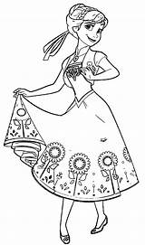 Anna Coloring Skirt Frozen Pages Choose Board Disney Elsa sketch template