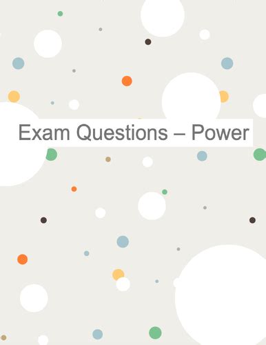power  exam paper questions mechanics teaching resources