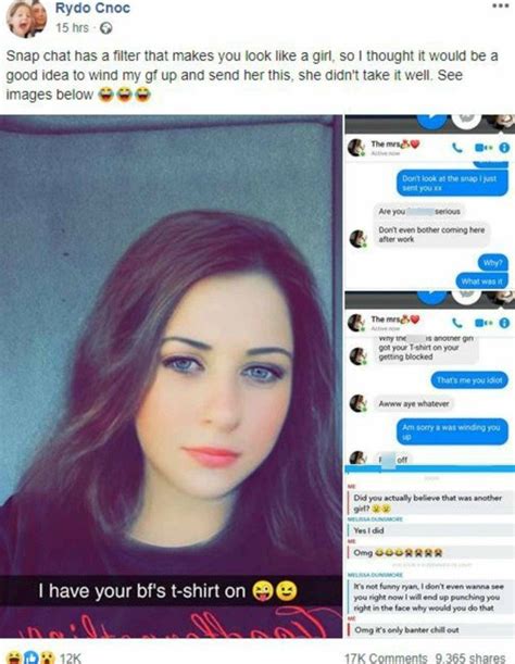 snapchat prank fail girlfriend trick into thinking partner is cheating