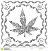 Coloring Cannabis Designlooter Decorative sketch template