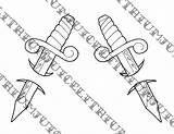 School Old Dagger Tattoo Flash sketch template