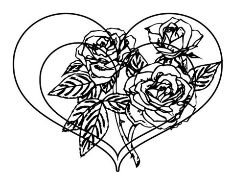 heart  roses coloring pages   print