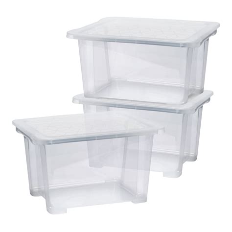 kaze clear  plastic stackable storage boxes lids pack