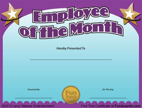 employee   month certificate  funny award template