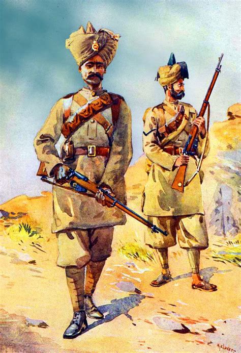 british indian troops military art infantry soldier