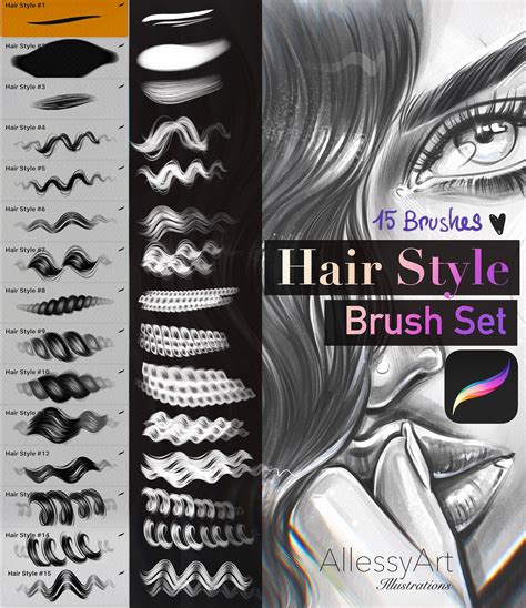procreate brushset hair styles  brushes etsy