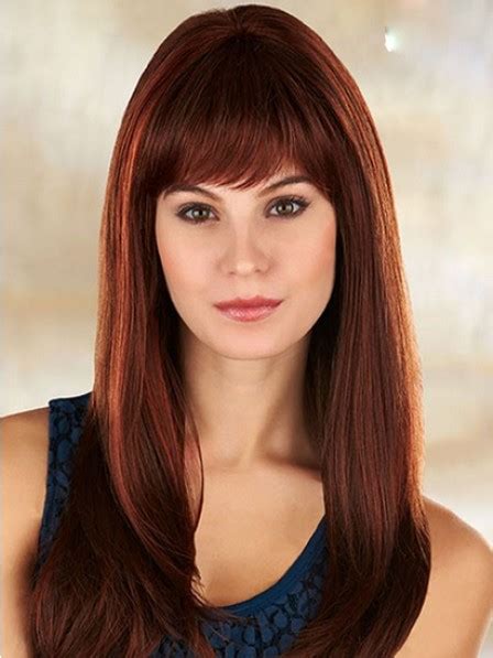 Long Straight Lace Front Human Hair Wigs With Full Bangs