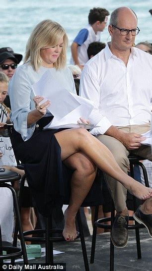 sunrise s samantha armytage shows her toned legs while on