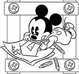 Mickey Mouse Baby Drawing Coloring Color Size sketch template
