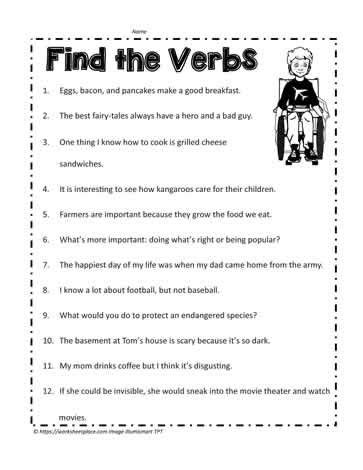 verb worksheet worksheets