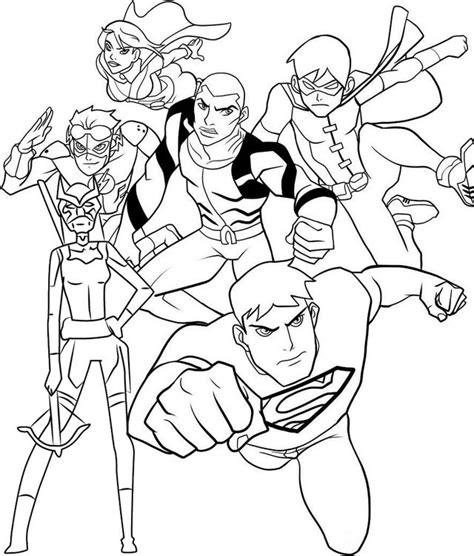 pin  young justice coloring pages